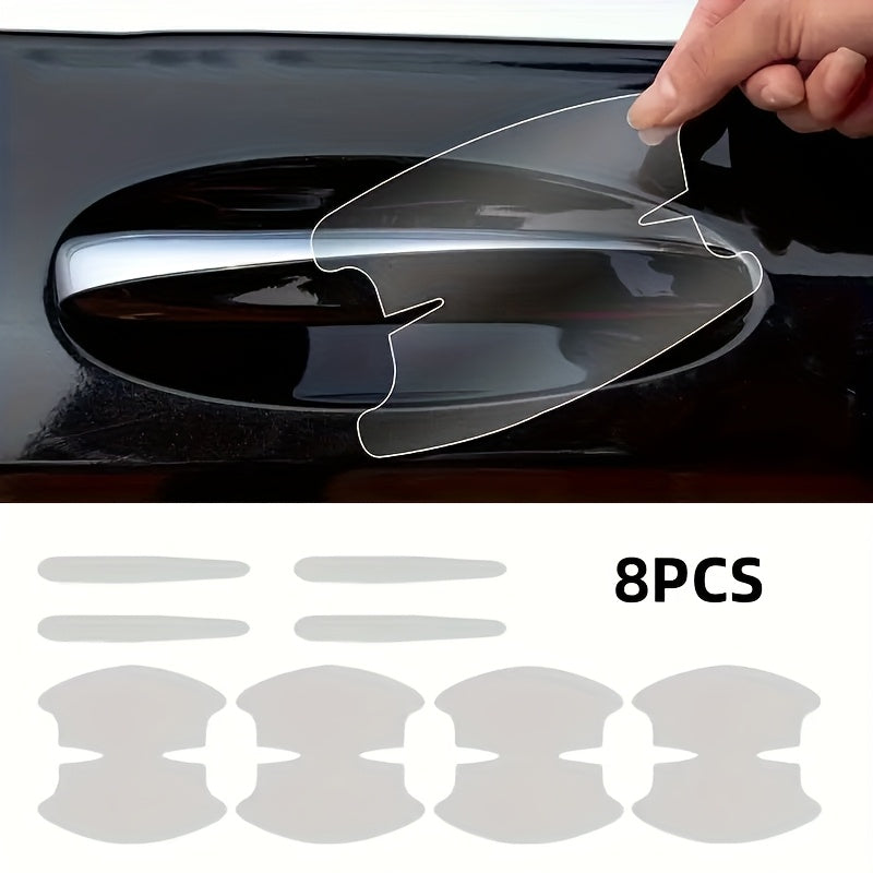 Juego de 8 protectores de manijas de puerta de coche, película transparente de TPU, lado izquierdo, resistente a arañazos