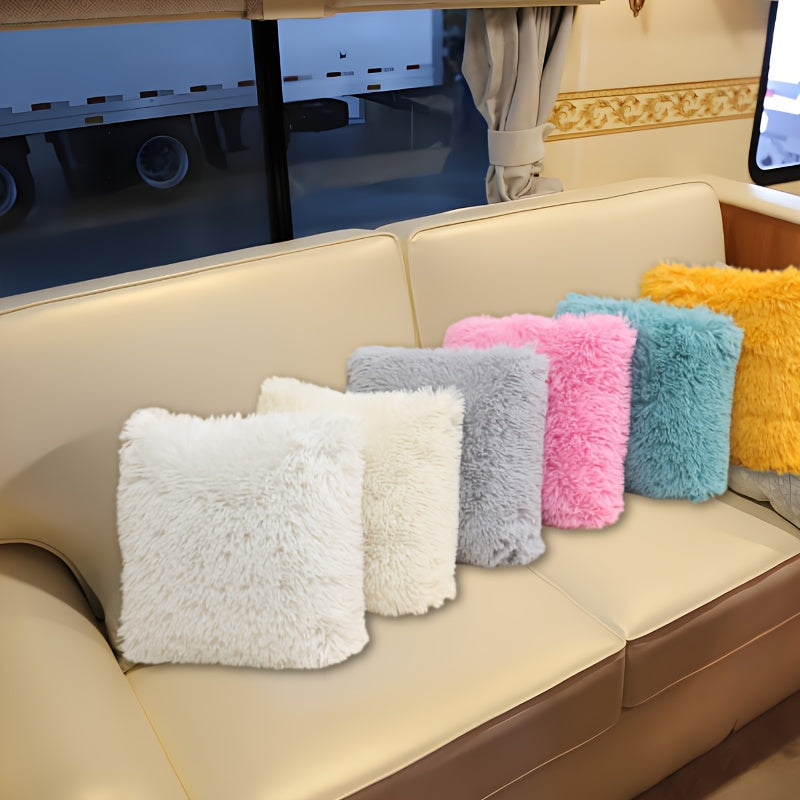 Colorful Faux Fur Throw Pillow 45X45Cm Soft Polyester Cushion for Living Room