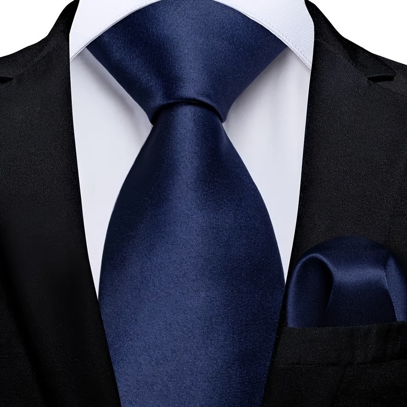 Erkaklar uchun bir rangli galstuk va cho'ntak sharf to'plami, biznes rasmiy tadbirlar uchun