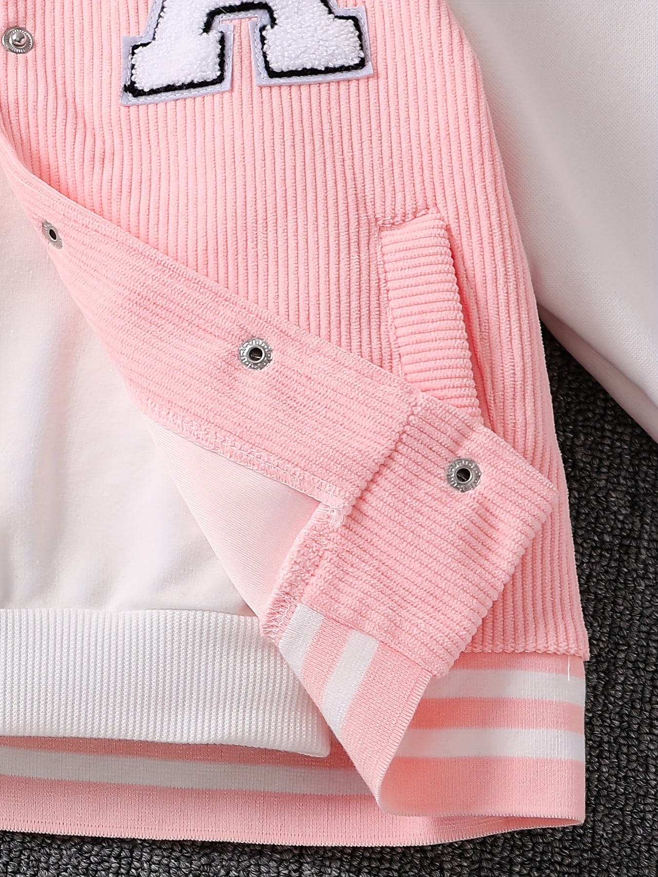 Kids' Polyester Baseball Jacket and Pleated Skirt Set for Girls Spring Fall