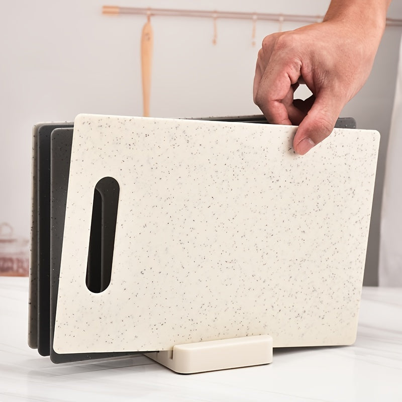 Set of 4 Plastic Kitchen Cutting Boards with Handles and Mat for Fruits