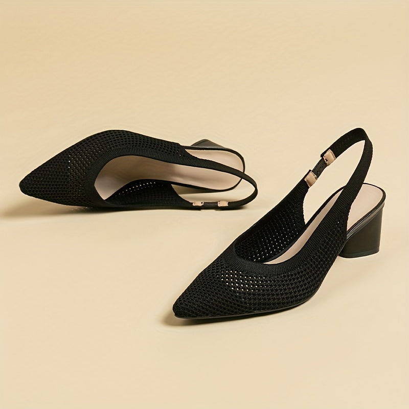 Ayollar uchun chunky tovonli to'qilgan sandallar, mustahkam rangli uchburchak barmoq, elastik tasma va havo o'tkazuvchi orqa dizayn bilan.