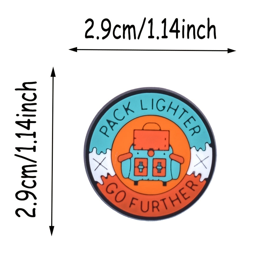 Set of 16 Adventure Themed Plastic Brooch Pins for Travel and Nature Enthusiasts