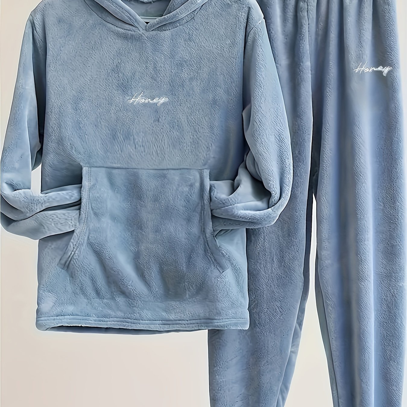 Conjunto de descanso para mujer talla grande con sudadera de franela y pantalones jogger pijama