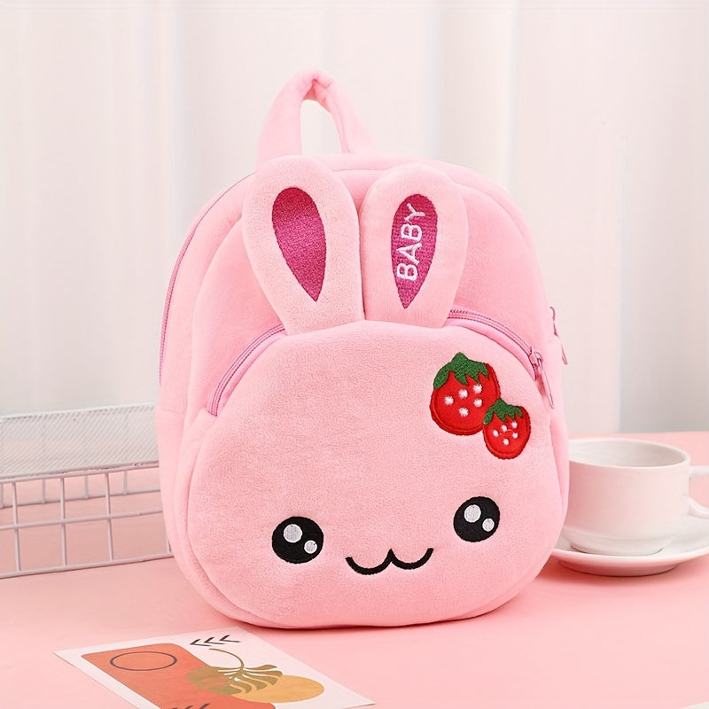 Kids' Plush Animal Backpack Set with Zipper Closure for Ages 3 and Up Bunny Panda Cat