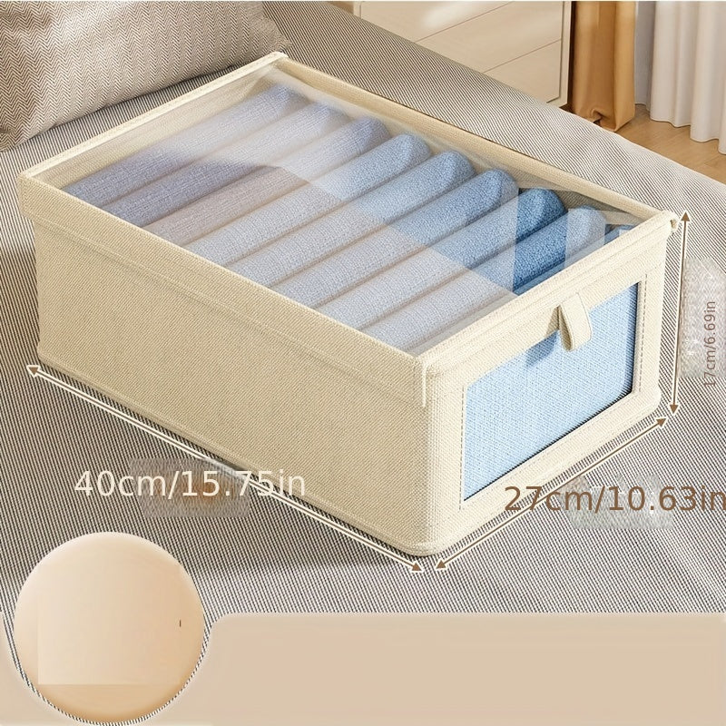 Storage Box with Lid and Viewing Window for Clothes and Closet Organization