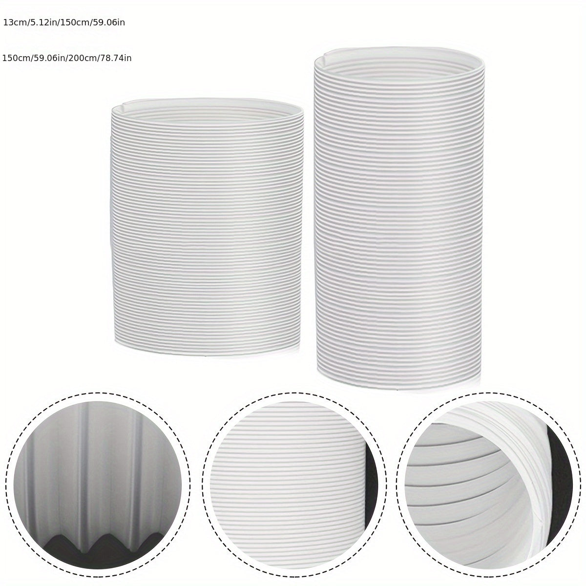 Эффективное охлаждение с помощью гибкой, утолщенной полипропиленовой стальной проволоки и гофрированной конструкции в выпускном шланге портативного кондиционера