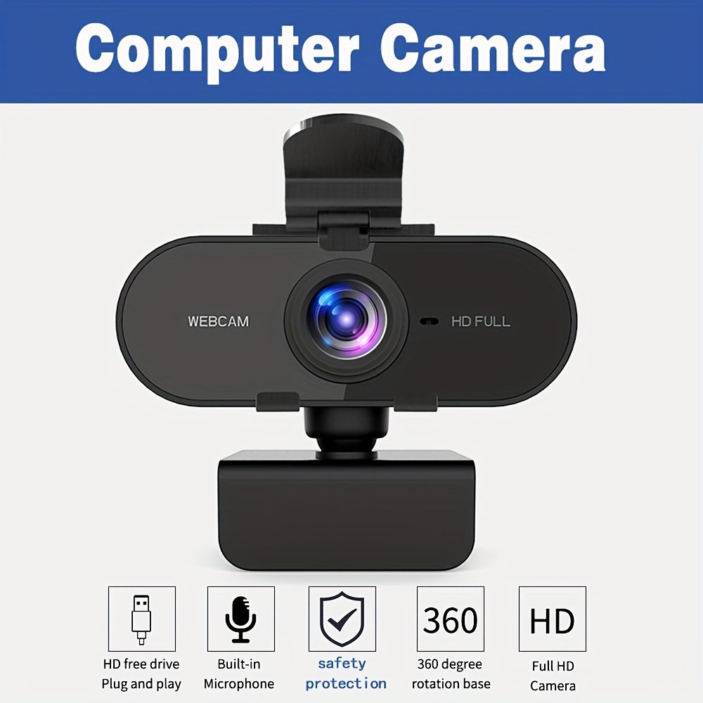 Full HD 1080P USB Webcam for PC Video Recording and Streaming