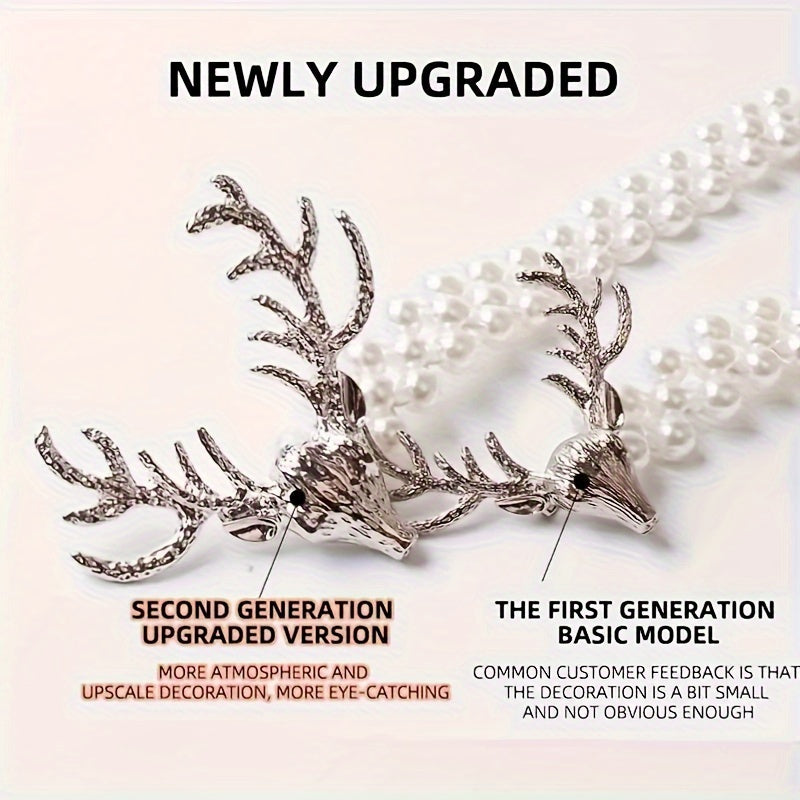 Golden Deer and Pearl Curtain Tiebacks Adjustable Elegant Home Decor