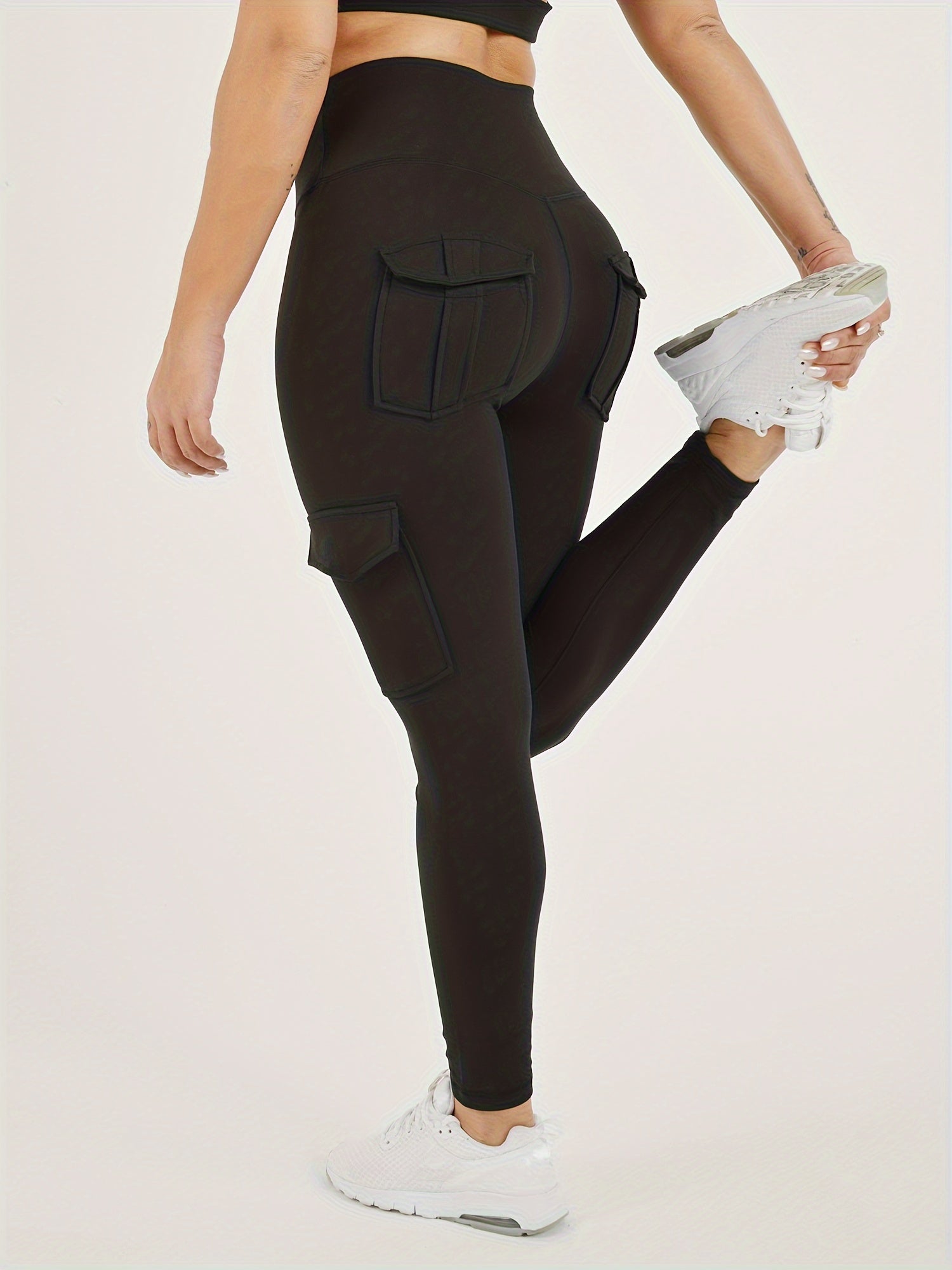 Women's Plus Size Sports Pants High Waist Elastic Four Pockets