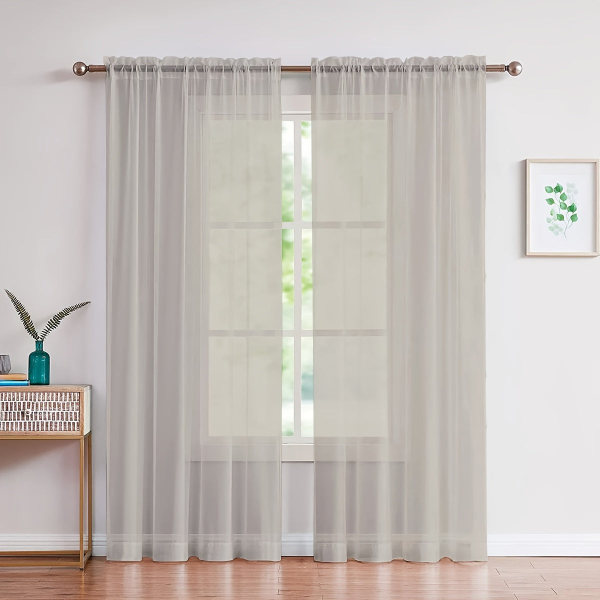 Cortinas de gasa blancas ligeras para sala de estar y dormitorio, transparentes, para barra