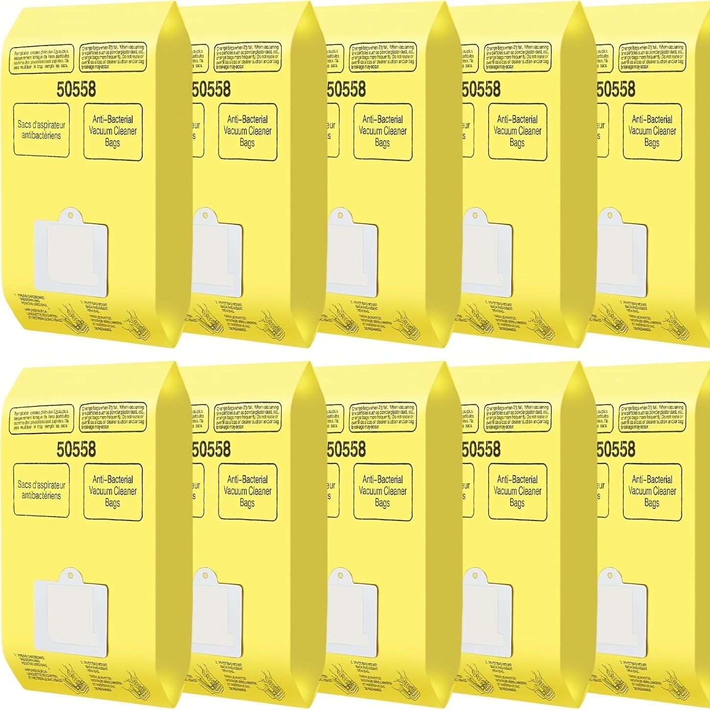 10-Pack Vacuum Cleaner Bags for Canister and Upright Models Self-Sealing Dust Bags