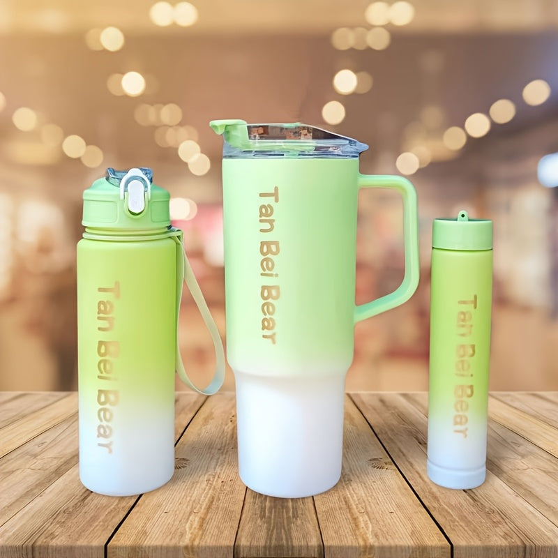 Set of 3 Gradient Water Bottles Leakproof BPA-Free Sports and Fitness