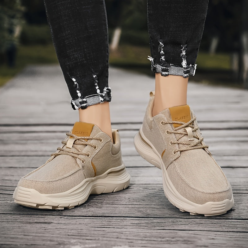 Mocasines de lona transpirable para hombre, zapatillas casuales de punta redonda, beige, primavera, verano, otoño