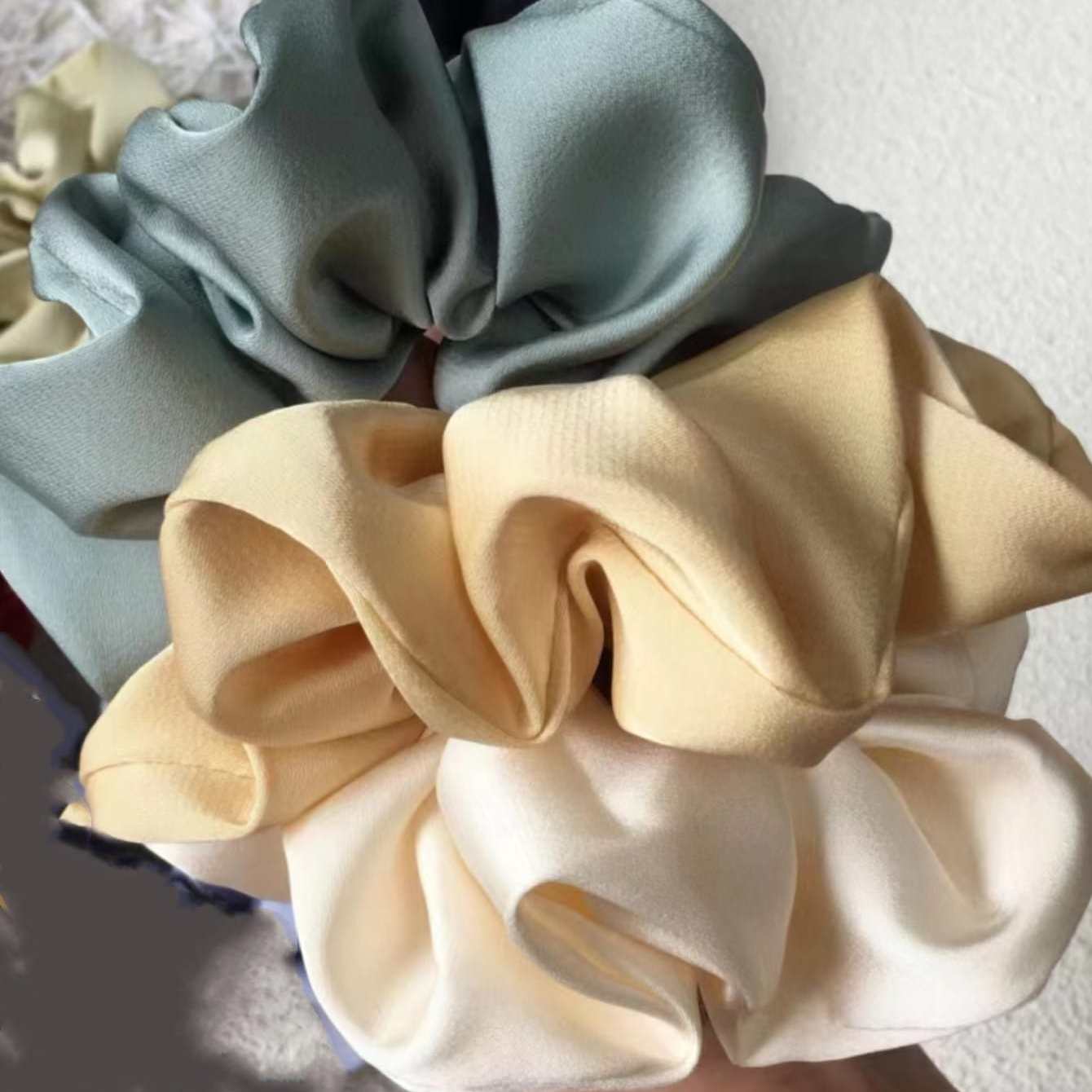 Women's Satin Hair Scrunchies Soft Hair Ties for Sleep Ponytails, 3-Pack
