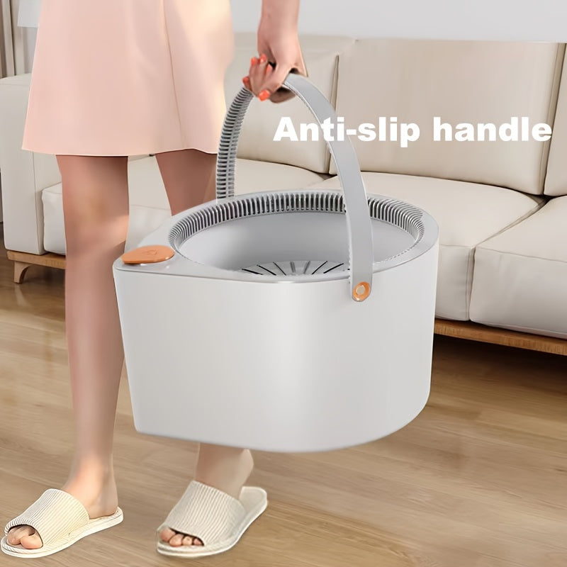 O'z-o'zini tozalash imkoniyatiga ega Spin Mop to'plami, oq rangda, Turbo Flushing bucket va 2 ta mop mato bilan
