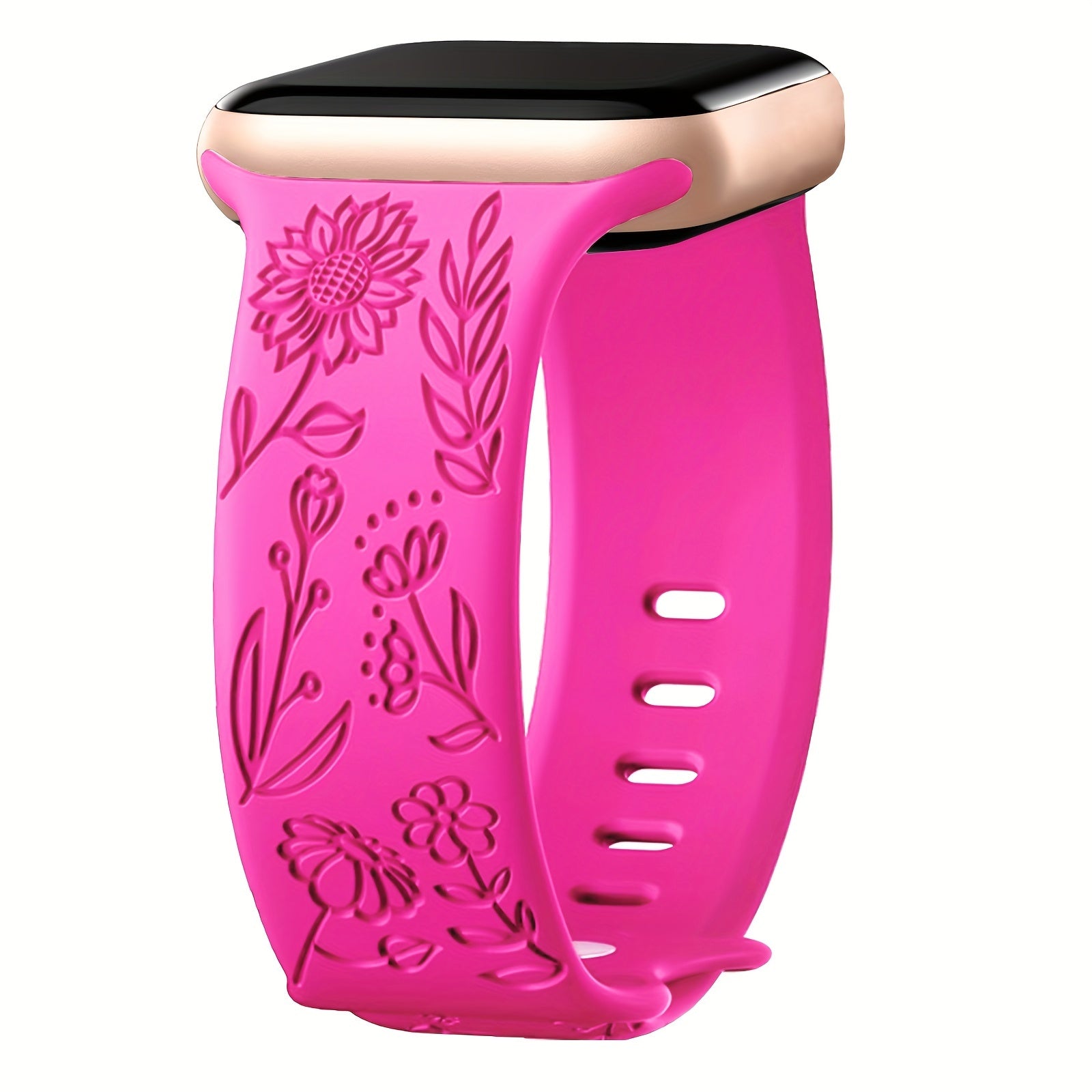 Women's Floral Silicone Apple Watch Band Compatible with Series 1-9 and Ultra