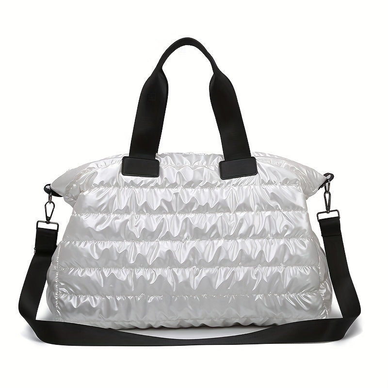 Oxford Cloth Travel Bag with Wet Dry Separation Sports Style Lightweight for Business Travel and School Black White