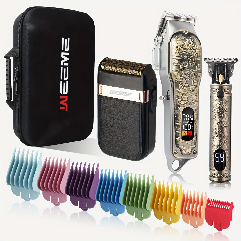 3-piece Men's Grooming Set Hair Clipper Razor Beard Trimmer Storage Bag Travel Gift