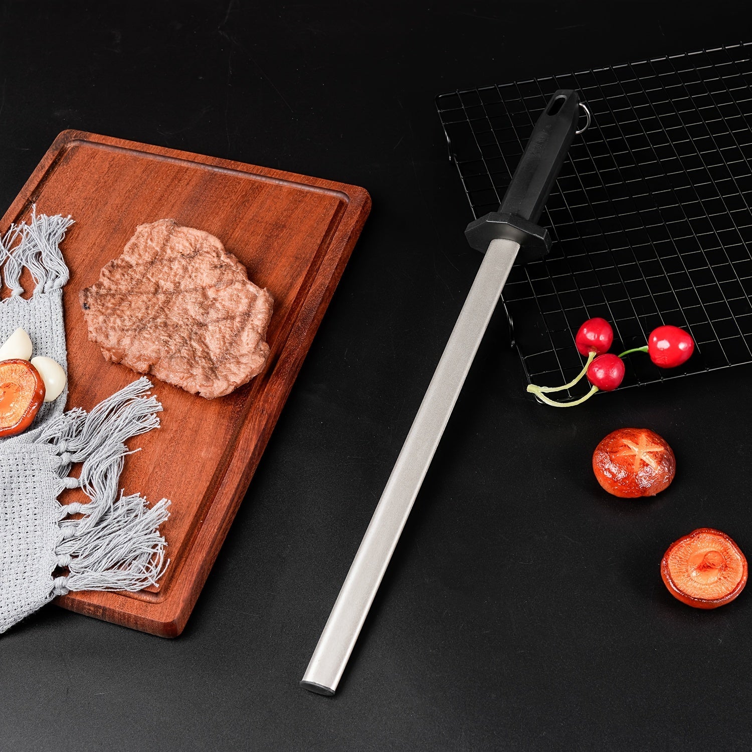 Handheld Stainless Steel Knife Sharpener for Kitchen Knives Medium Grit Manual Honing Stick