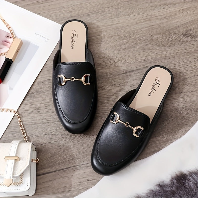 Women Summer Loafers Slip-On Mules with Metallic Buckle EVA TPU Comfortable