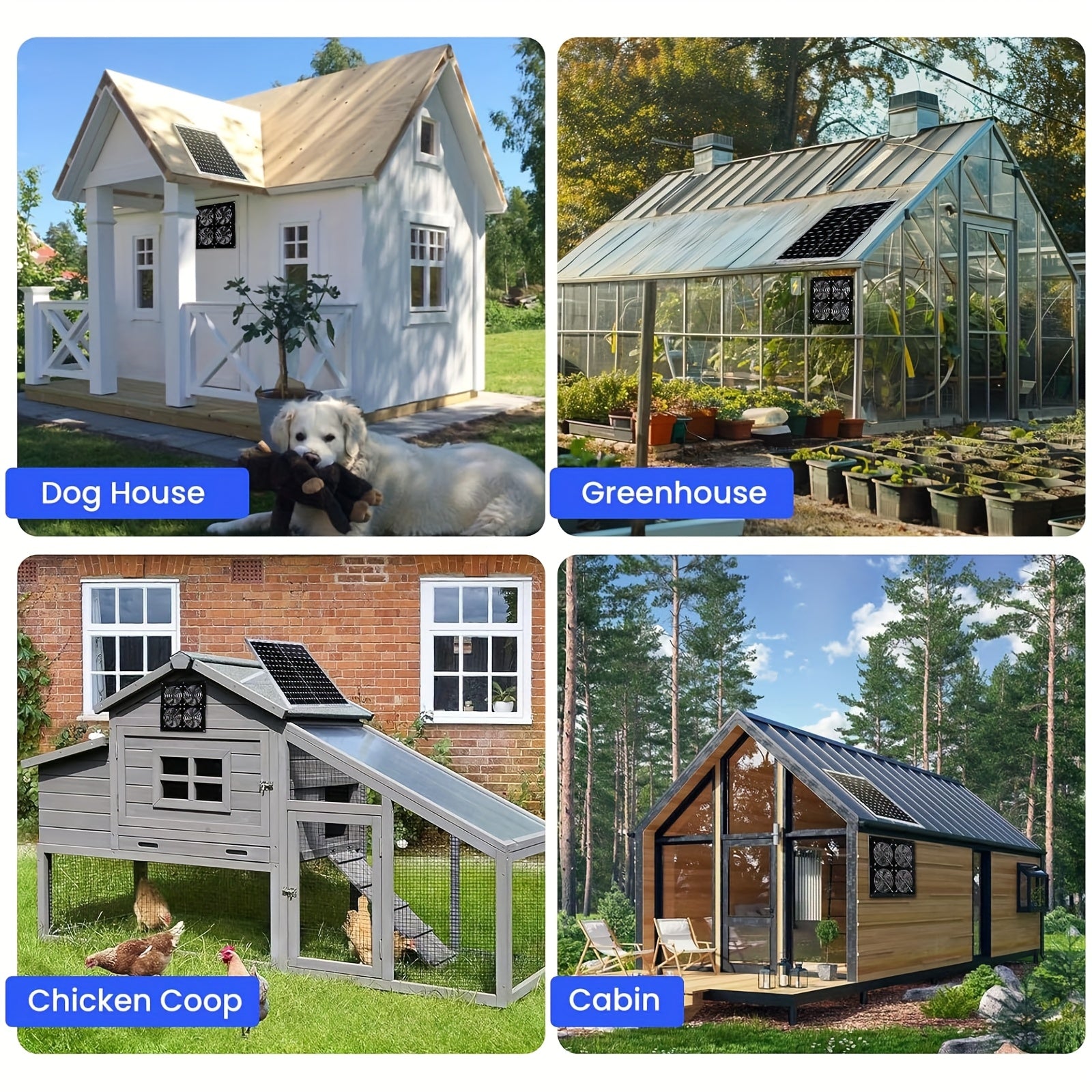 Набор солнечных электровентиляторов для вытяжки, солнечная панель 15 Вт, два высокоскоростных вентилятора для теплиц и сараев