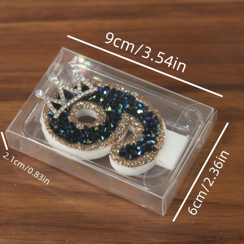 Velas grandes para pastel de cumpleaños con polvo metálico de corona, velas con números brillantes para niños y bodas