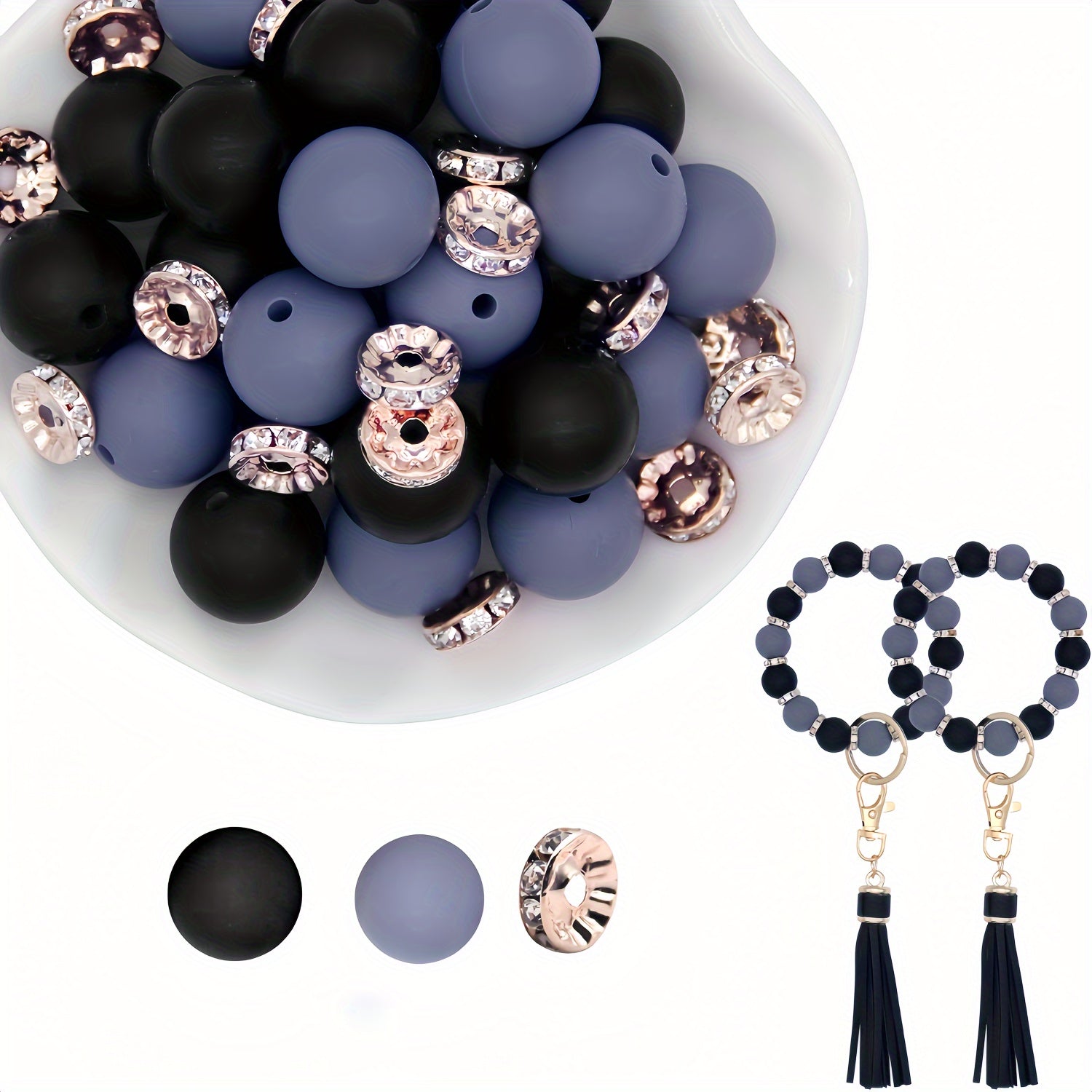 60 ta mustahkam rangli dumaloq silikondan yasalgan toshlar va tekis toshlar to'plami, marjonlar, bilakuzuklar, kalit zanjirlari va zargarlik buyumlari yaratish uchun mukammal. DIY zargarlik yasash uchun ideal aksessuarlar.