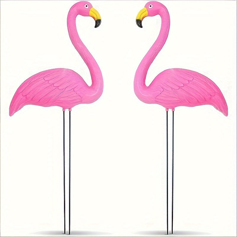 Large Bright Pink Plastic Flamingo Garden Statues for Outdoor Decor