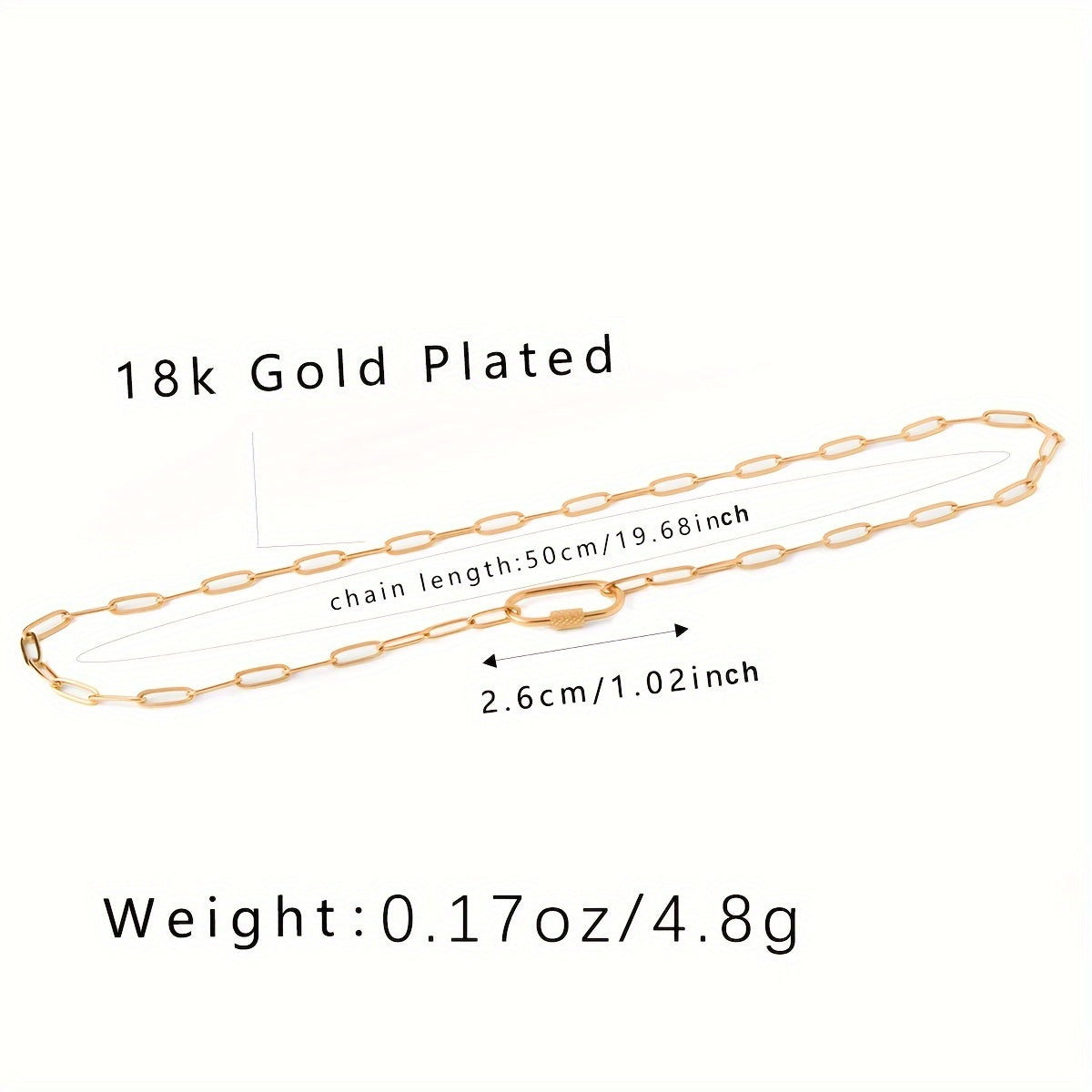 Ожерелье-цепочка из 18-каратного золота с булавочной застежкой, гипоаллергенная титан-сталь, регулируемое, подарок
