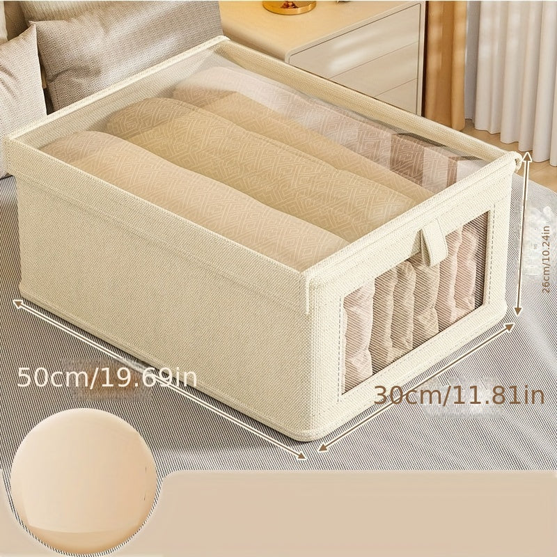 Storage Box with Lid and Viewing Window for Clothes and Closet Organization
