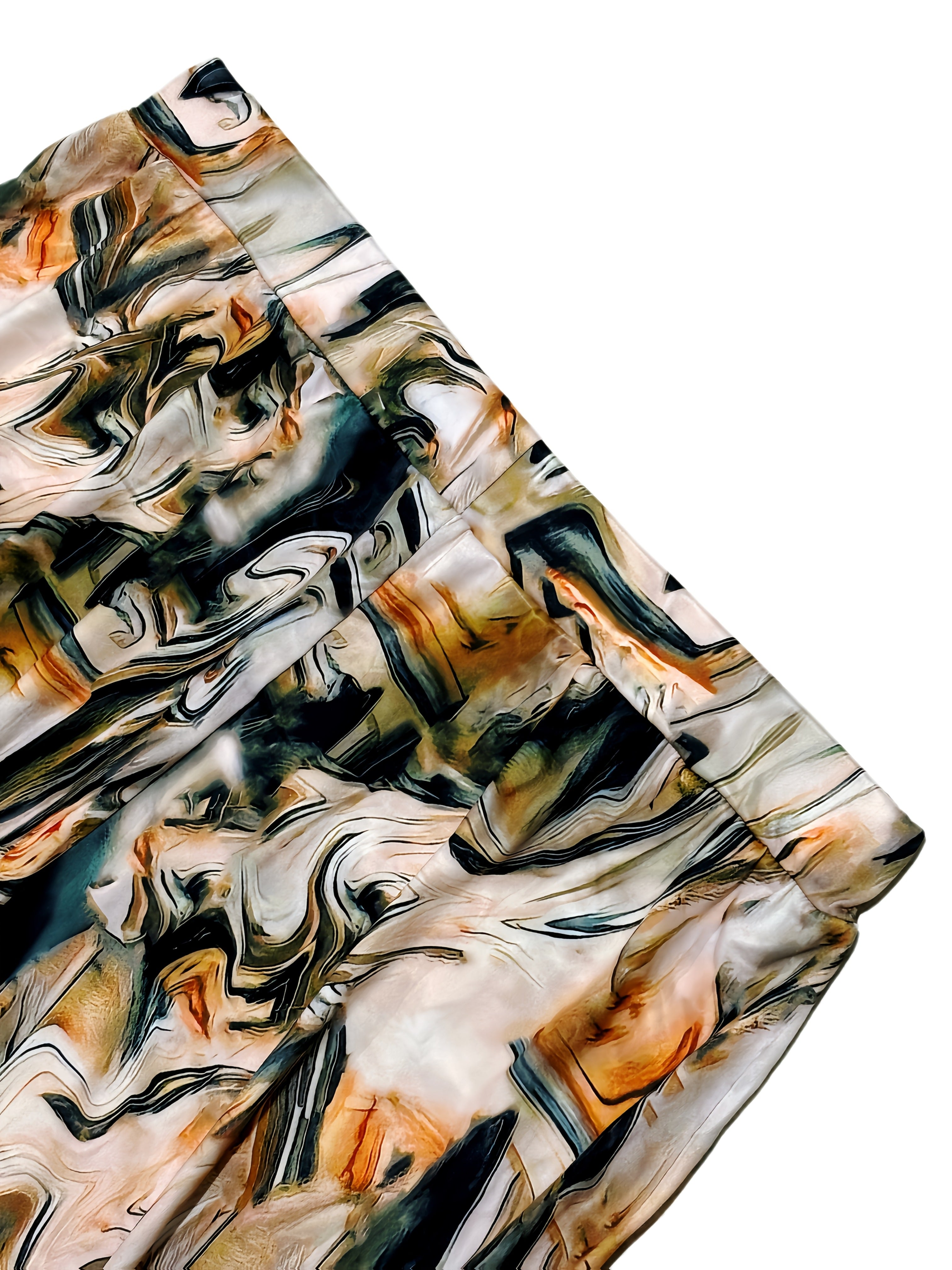 Plus Size Women's Flared Skirt Abstract Print High-Waisted A-Line Orange Black White