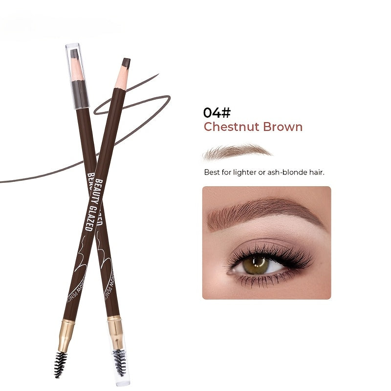Lápiz de cejas a prueba de agua de larga duración para todo tipo de piel, diseño de doble punta
