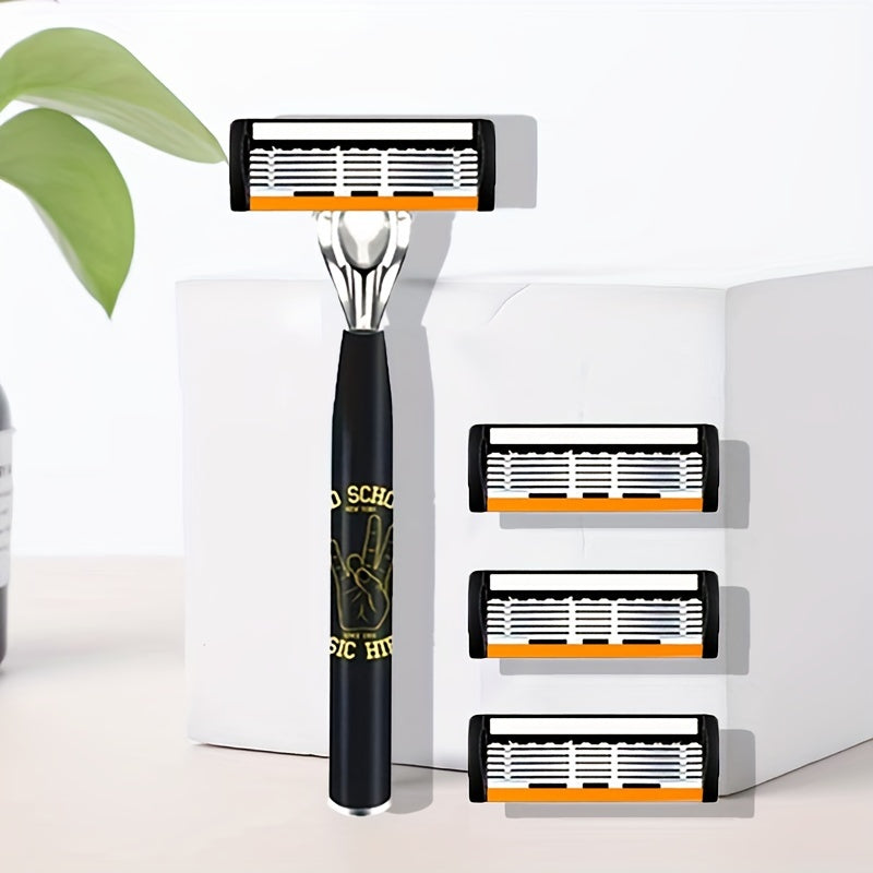 Men's Stainless Steel Safety Razor Set with Sharp Blades for Close Shave
