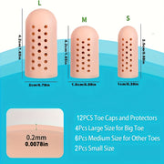 12 Pcs Silicone Toe Caps Protectors Cushions for Ingrown Nails and Friction