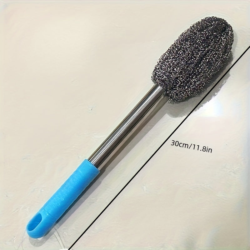 2 ta uzun tutqichli idish cho'tkalari to'plami, oshxona va hammomda qo'lda tozalash uchun zanglamaydigan po'latdan yasalgan to'p cho'tkasi bilan