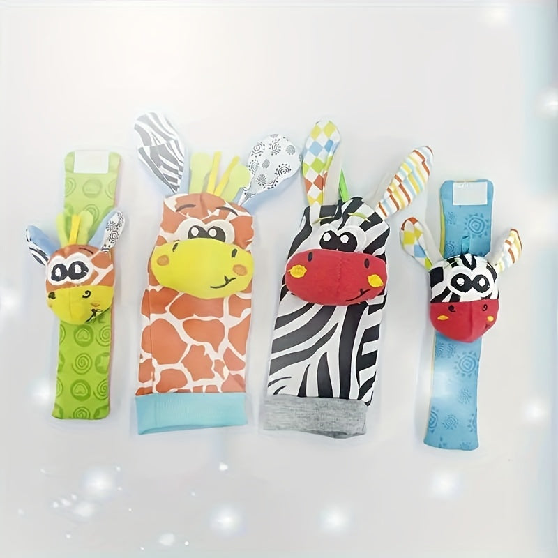 Baby Socks Set for Infants 0-12 Months Plush Zebra Wrist Rattle Socks Gift