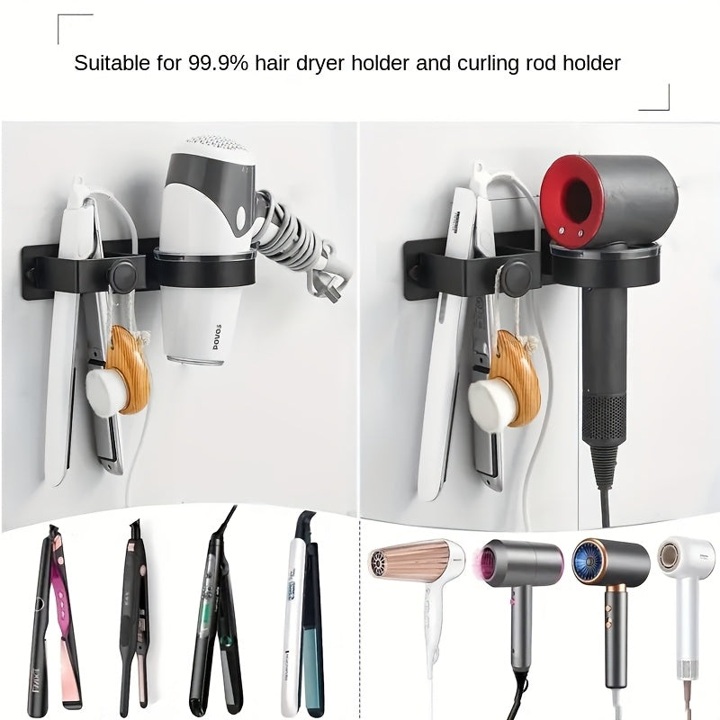 Wall-Mounted Hair Styling Tool Organizer No-Drill Bathroom Storage Rack for Hair Dryer Straightener Curling Iron