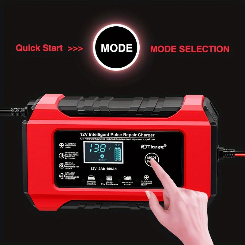 12V 6A Aqlli Batareya Zaryadlagichi Avtomobil, Mototsikl, SUV, Bog' mowersi uchun