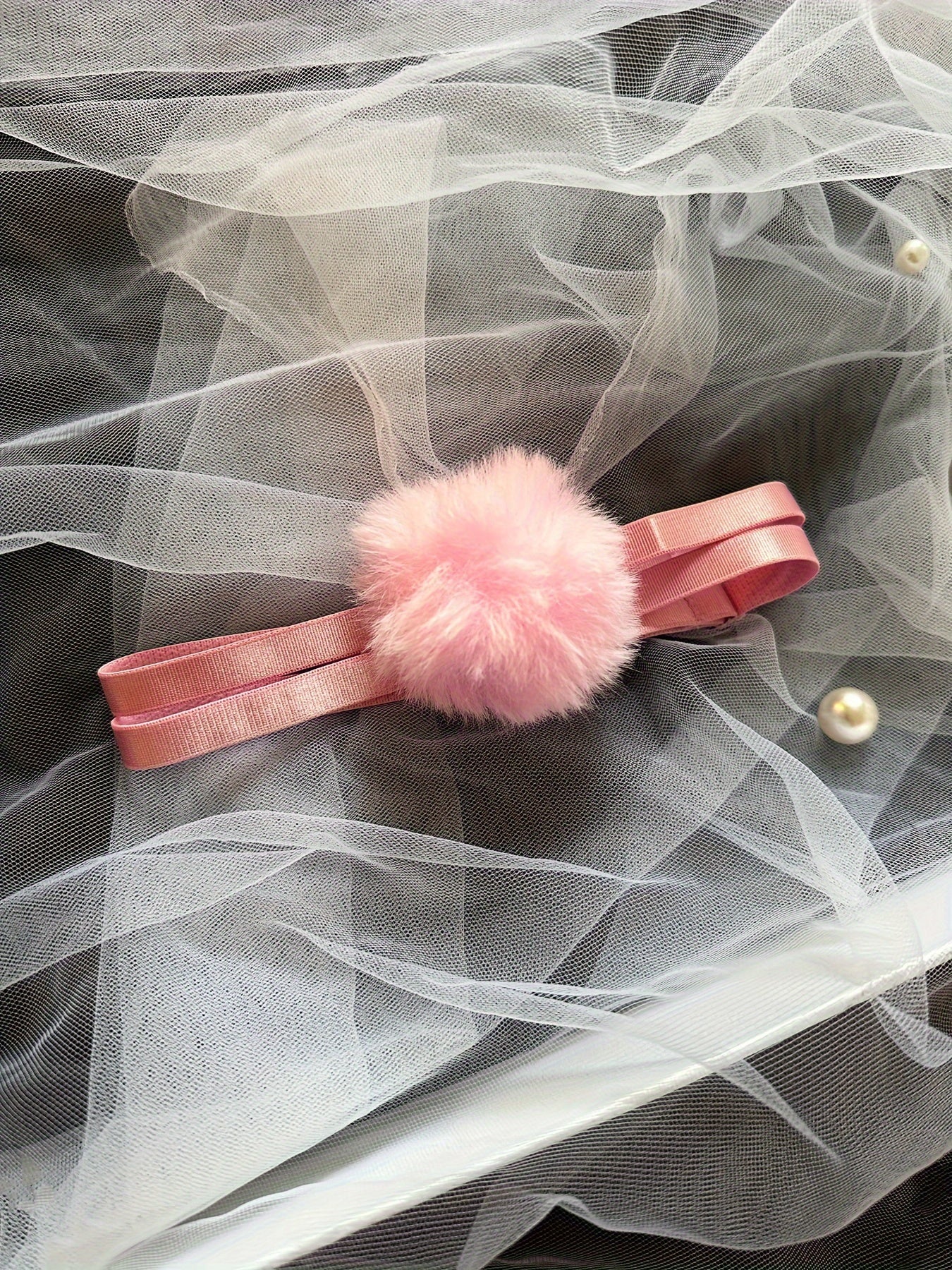 Women's Mesh Lingerie Set with Open Bust Bra and Pompom Thong