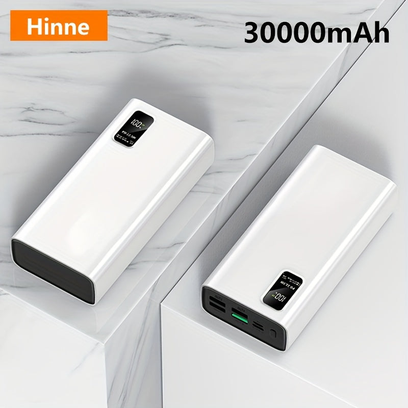 30000mAh Quvvat Banki Tez USB Type-C Zaryadlash LED Ko'rsatuv Universal Moslik iPhone Samsung Android uchun