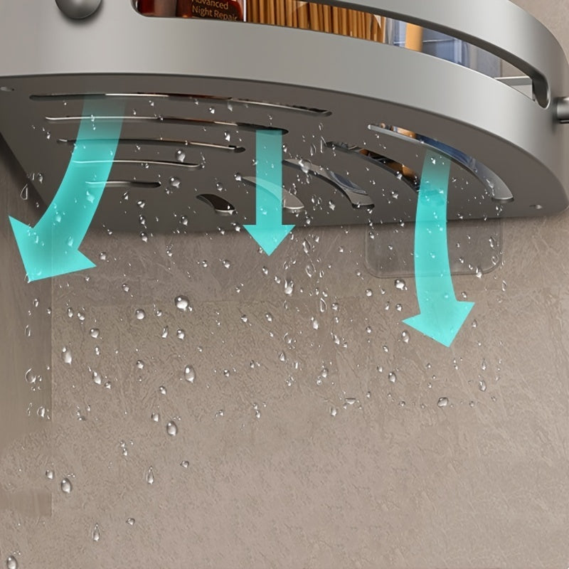 Wall-Mounted Bathroom Shelf with Towel Holder No-Drill Installation Resin Storage Rack for Toilets and Washrooms