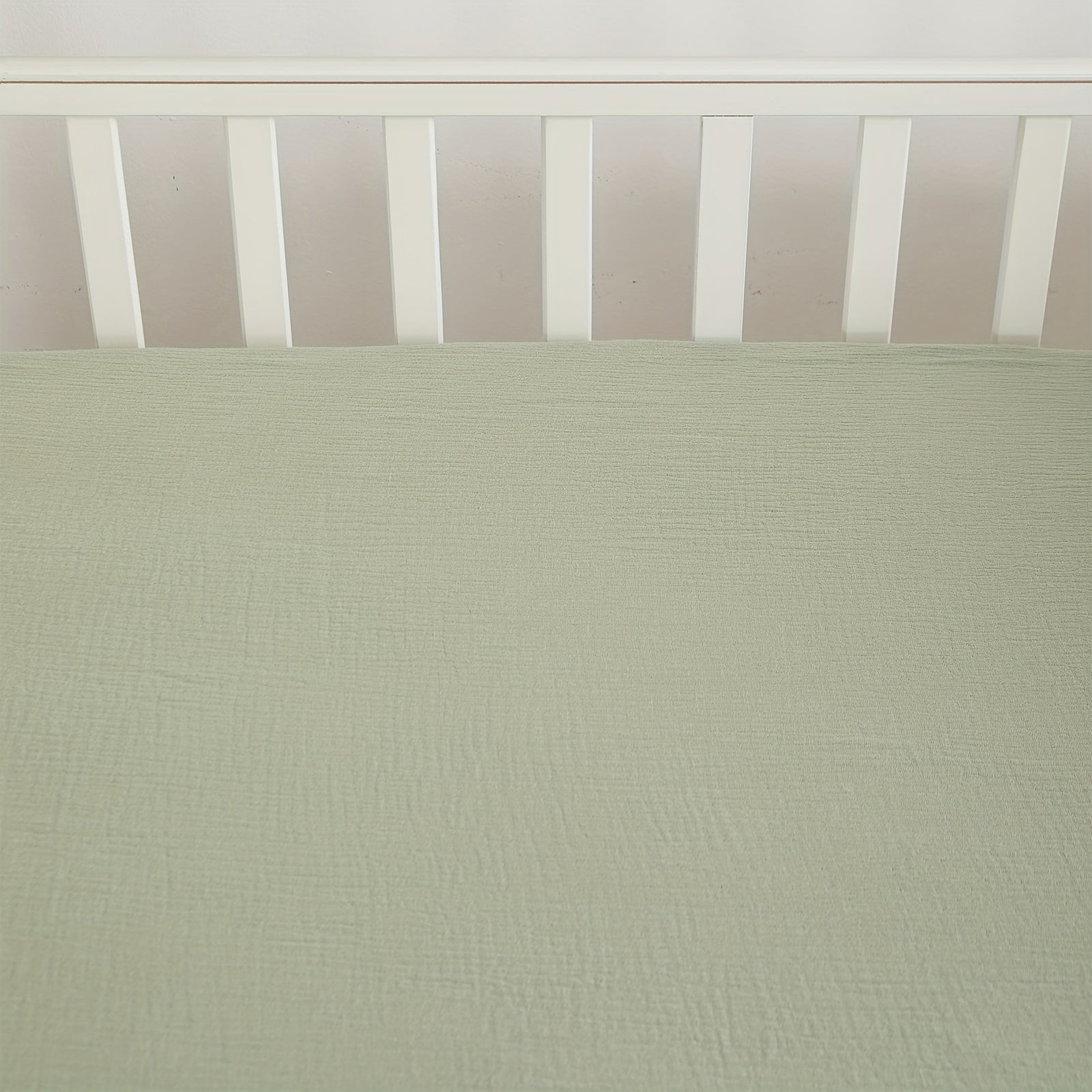 Soft Green Cotton Fitted Crib Sheet for Standard Toddler Mattress 28x52