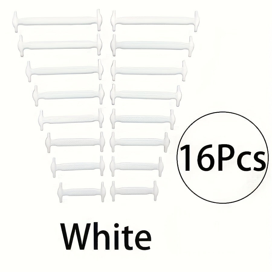 16 Pcs Elastic No-Tie Shoelaces for Sports and Casual Wear Durable & Comfortable