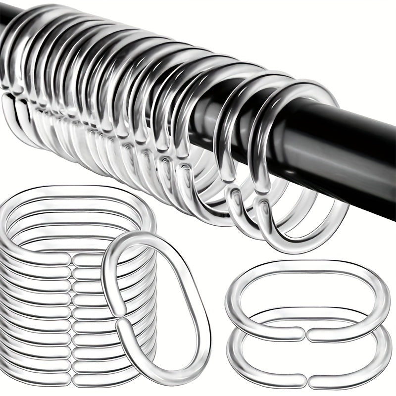 12 High-Quality Transparent Plastic Shower Curtain Hooks with Twistable Design