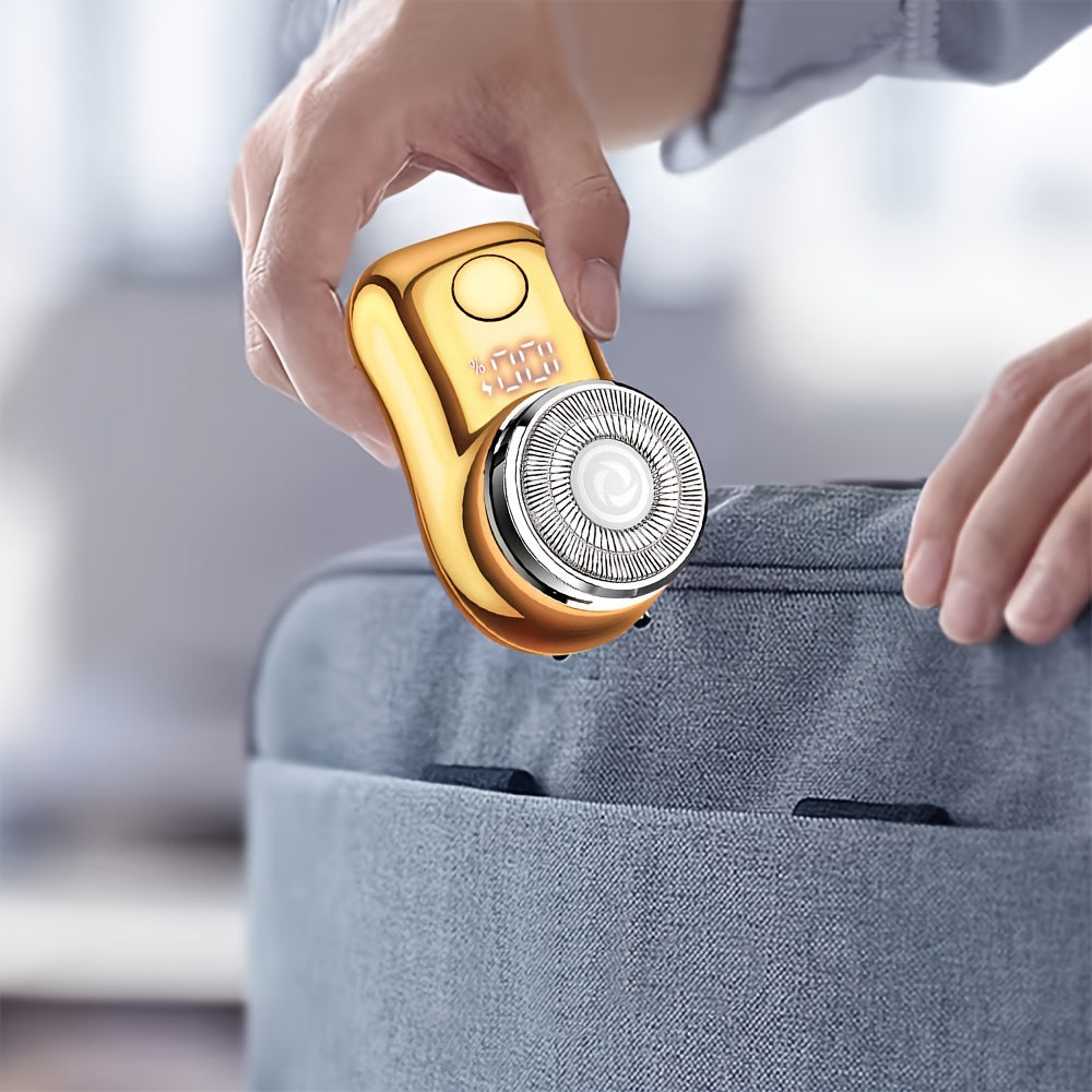 Afeitadora eléctrica recargable USB compacta para hombres, con cuchilla de acero inoxidable, apta para uso húmedo y seco, ideal para viajes