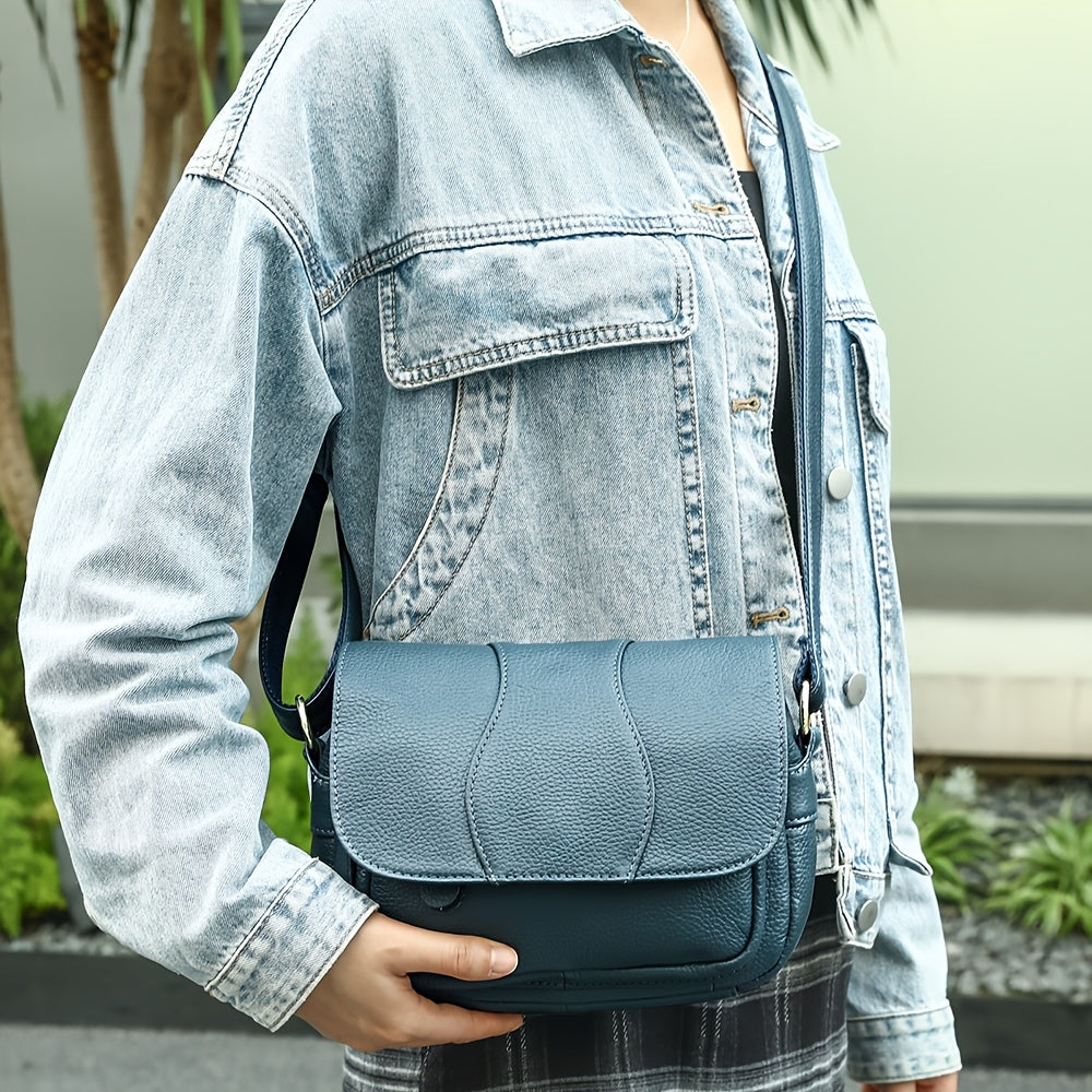 Women’s Leather Crossbody Bag Black Blue Casual Adjustable Strap Durable