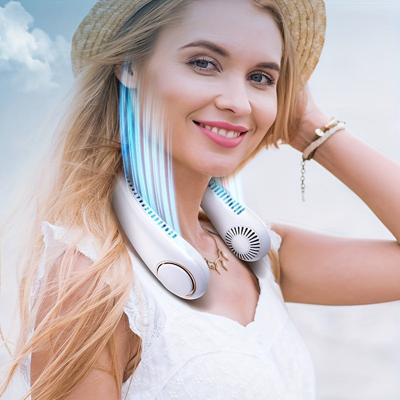 Cordless Bladeless Neck Fan with 5 Speed Settings and Rechargeable Battery