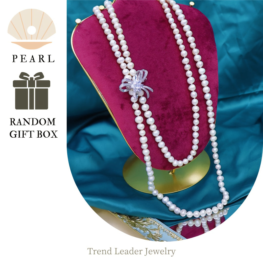 Women’s Freshwater Pearl Necklace Elegant Classic Jewelry Gift Box