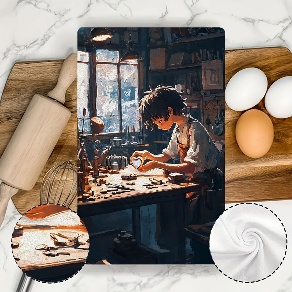 Set of 2 Ultra Soft Kitchen Towels 16x24 Inches Absorbent Dish Hand Towels